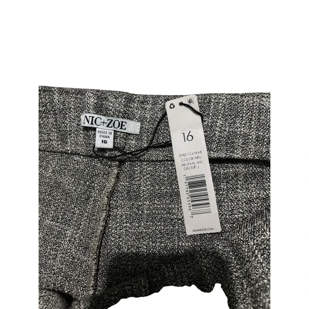Nic+Zoe Pants 16 Tweed City Straight Leg Womens Neutral Mix Tan Taupe NWT‎